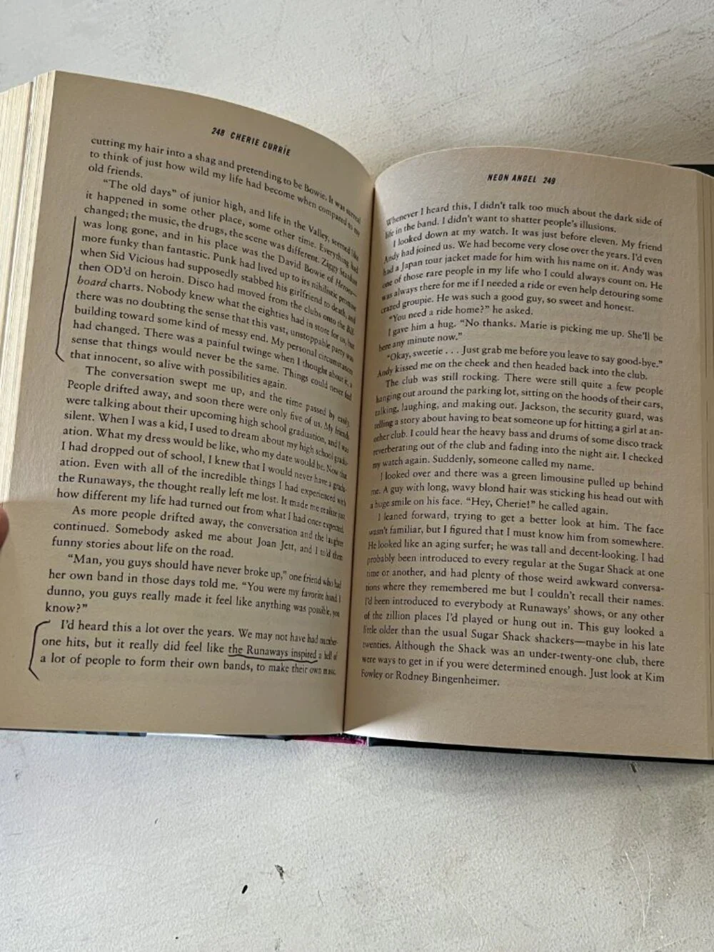 Neon Angel, A Memoir of a Runaway by Cherie Currie with Tony O'Neill